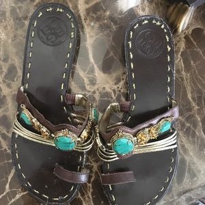 BCBG Brown Leather Thong Women’s Sandals
